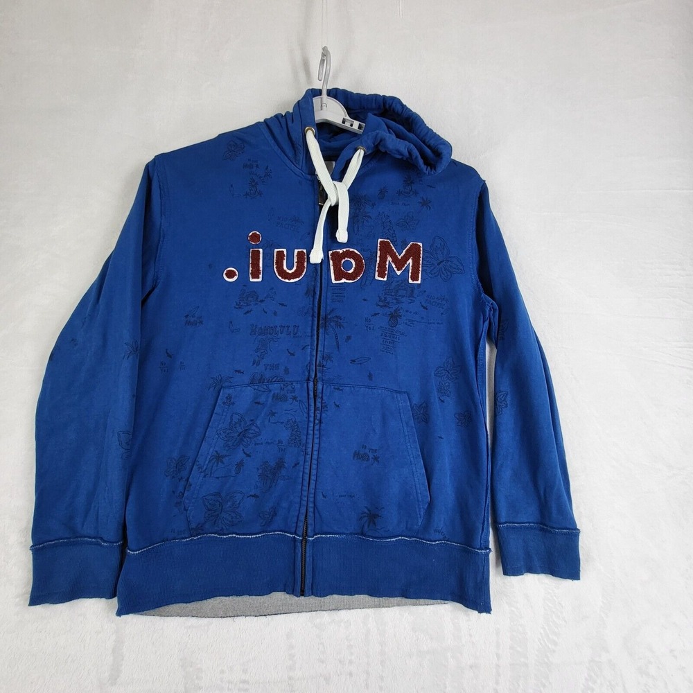 Desigual Hoodie Sweat Jacket Blue Mens Size XXL  Full Zip Y2K ‎ Long Sleeve